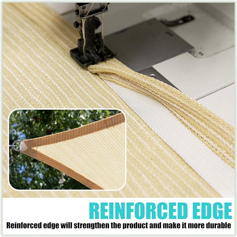 AMGO 8' x 8' x 8' Beige Triangle Sun Shade Sail Outdoor Canopy Awning UPF50+ AGTAPT8, 95% UV Blockage, Water & Air Permeable, Commercial Standard Heavy Duty (We Make Custom Size) - Image 3